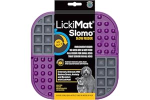 LickiMat Slomo, Dog Slow Feeders Lick Mat, Boredom Anxiety Reducer; Perfect for Food, Treats, Yogurt, or Peanut Butter. Fun Alternative to a Slow Feed Dog Bowl, Purple