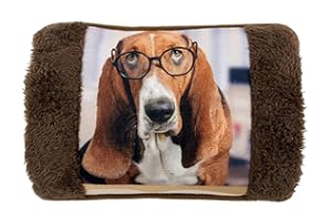 VITBEL Borsa Acqua Calda Elettrica 500W con Morbida Fodera in Peluche, Temperatura Max 75°C, Ideale come Scaldamani e Scaldapiedi, per Alleviare Dolori Muscolari, Dorsali e Mestruali（Marrone-Cane）