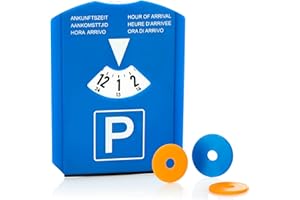 com-four® 1x Disco di Parcheggio con Raschietto per Ghiaccio, Labbro di Gomma e Tre Gettoni per Carrello della Spesa - Parchimetro in Plastica Rigida (01 Pezzo - Disco di parcheggio con Chip)