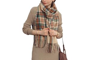 Rayson Bufanda Mujer Invierno Caliente Suave Tartan Chal Longitud Media Engrosado Foulard con Borlas