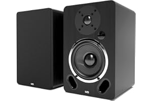AZATOM Bookshelf Speakers | Bluetooth | 5” Carbon Fibre driver & Silk Tweeter | 24bit DAC Built-in | Perfect for Streaming Music, Gaming, Vinyl Turntable, HiFi, Home Theatre Equinox M5 (Black)