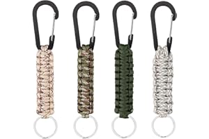 SUpoetry 4 pezzi Cordino con Moschettone, Portachiavi Intrecciati, Portachiavi Paracord, Adatto per lo Strumento di Sopravvivenza Dello Zaino da Trekking da Campeggio all'aperto