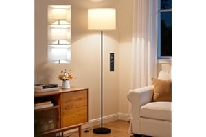 PreeOtti Floor Lamp, 60" Modern Lamps for Living Room with Remote Control, Stepless Dimmable Colors Temperature & Brightness, Standing Lamp for Living Room Bedroom Office (Bulb Included)