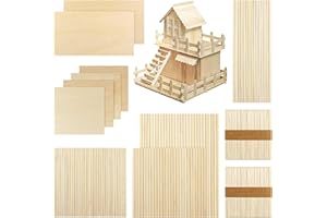 DOITEM Lot de 281 Bâtons de Sucettes en Bois Naturel pour Loisirs Créatifs, Tiges en Bois de Balsa Lisse, Bâtons Carrés Parfaits pour Les Articles D'artisanat