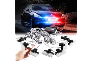 Sidaqi Rouge Bleu 16 LED Grille Stroboscope Feux D'avertissement Dash Deck Visor Police Flash Lights Voiture Camion Ambulance Lumières Stroboscopiques D'urgence Avec Télécommande Sans Fil 12V