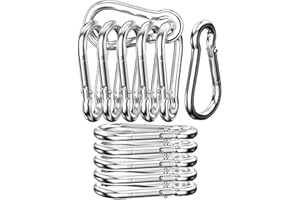 Uootach Set di 12 Moschettoni, Moschettone a molla in acciaio inox 304, primavera chiusa 60 * 30 * 5.9MM, Portante sicuro 140 kg, Moschettone per amache, campeggio, pesca, tende da sole(argento)
