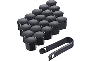 BEMEMO 20 Pieces Wheel Nut Cap Universal Tyre Nut Covers with Removal Tool Set for Cars, Black (19 mm)
