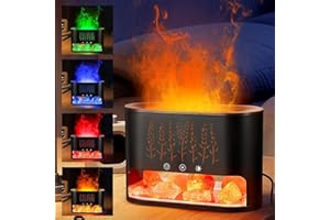 WISDOM LINE Diffusore di oli essenziali con lampada di sale dell'Himalaya, 150 ml, umidificatore a nebbia fredda, luminosità multicolore (nero)