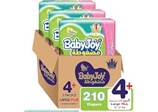 Babyjoy Compressed Diamond Pad, Size 4+, Large+, 12-21 Kg, Giant Box, 210 Diapers