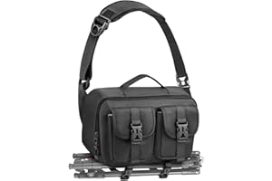 TAAOKA Torba na aparat, etui na lustrzankę / lustrzankę cyfrową z uchwytem na statyw, wodoodporna torba na ramię na aparat dla fotografów (czarna)