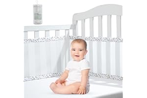 Qoti Paracolpi per lettino/set di 2 pezzi, adattabile ai 4 lati del letto/contorno del lettino per neonati, con massima visibilità, per lettino da 60 x 120 cm o 70 x 140 cm, colore pianta/paracolpi