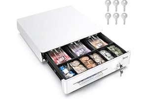 Tera Cash Register Drawer Box with 3 Bill 4 Coin Cash Tray for Point of Sale (POS) System, Removable Coin Compartment, 12V, RJ12 Key-Lock, Media Slot for Stores, Shops and Businesses, 330R
