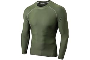 LAFROI Camiseta de Manga Larga para Hombre, protección Solar UPF 50+, de compresión, BJJ, para natación, protección contra erupciones