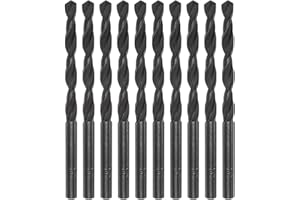 sourcing map 10pcs Jobber Drill Bits 5mm (3/16") Nitride Coated High Speed Steel (HSS) 4241 Twist Drill Bits for Stainless Steel Copper Aluminum Alloy Metal Wood Plastic, Black