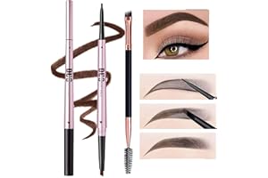 Mihqy Crayon Sourcil, Teinture sourcil, Sourcils Maquillage, Crayon Sourcil Waterproof, Coloration Sourcil, Crayon à Sourcils à Double Extrémité（Marron Foncé)