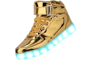 Padgene Women's Men's LED Lights Up Trainers Unisex Luminous Flashing Shoes USB Charging Lace Up Couples Boots Gift for Party Dance Halloween Christmas New Year