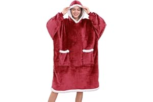 UMIPUBO Bluza z kapturem, oversize, koc do oglądania telewizji, bluza z kapturem, połączenie flauszowego swetra i koca z dużą kieszenią z przodu, dla mężczyzn i kobiet