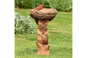 PREVENTLY Vogeltränke Stehend Vogelfutterhaus Balkon Vogeltränke Winterfest Mini Harz Vogelfutterspender Winterfest Gartendeko DraußEn GartenmöBel Garten Statuen Skulptur Ornament Dekoration