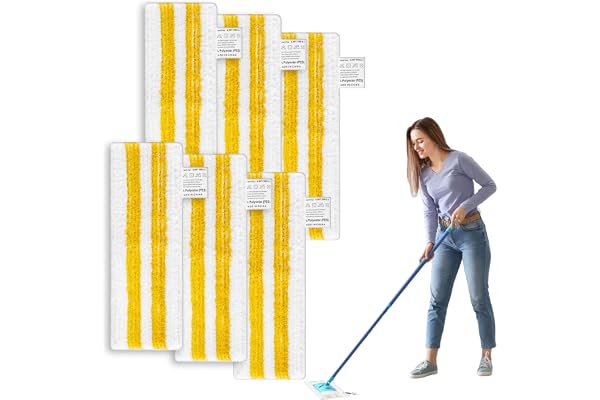 6 Pièces Lingettes de Rechange en Microfibre pour Kärcher Easyfix SC1, SC2, SC3, SC4, SC5, Serpillere pour Karcher, Accessoires de Rechange, Lingette Vapeur pour Tous Types de Sols, Jaune