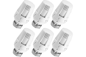 Valvole Termostatiche per Termosifoni: BYZESTY 6 Pezzi Valvola Termostatica per Termosifoni, Valvole Termostatiche con Filetto M30 x 1,5 MM, Testa Termostatica con Posizione Anti-Gelo