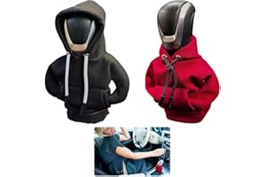 VAGAW Gear Stick Hoodie, 2Pcs Gearstick Hoodie Set, Stylish Cotton Design, Hoodie Car Gear Shift Cover, Dust Protection, Style & Comfort for Everyday Use & Vehicle Lovers (Black & Red)