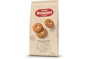 Forno Bonomi Frollini Fiori. Biscotti ottimi sia per la tua colazione che come snack. Da gustate da soli o inzuppati in latte, té o caffè. Confezione da 750 g