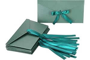 LONTG 10PCS Gift Card Envelopes Birthday Card Envelope Pearlescent Paper Wedding Invitation Envelope Cute Mini Envelopes with Ribbon for Handmade Invitations Letters or Festival Cards