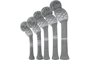 SCOTT EDWARD Golf Head Covers for Woods 5 PCS Knit Golf Club Cover Driver Cover*1 Fairway Wood*2 Hybrid (UT)*2