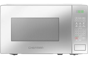 Chefman 20L 800W Microwave Oven with Mirror Finish, 6 Presets, 10 Power Levels, Digital Display, Eco Mode, Memory Function, Mute Option, Child Safety Lock