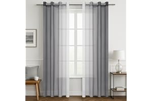 MRTREES Tende per Interni Soggiorno Moderne 2 Pezzi 140x260cm Tende in Voile Trasparenti Grigio Sfumato con Occhielli per Camera da Letto Finestre Cameretta Bambini Salotto Casa