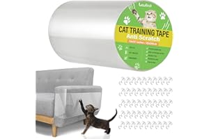 Lewondr Protezione Graffi Gatto 20 * 500cm, Nastro di Pellicola Adesiva con 50 Perni in Donazione, Tappetino in Pellicola di PVC AntiGraffio, Protezione dai Graffi di Gatti, Trasparente
