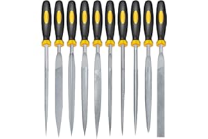 KYEDGC 10 Pcs Metal File, (14 CM) Metal Files for Steel Needle File Set with Handle Files Tools Metal File Set for Metal, Wood, Glass, Plastic, Leather, Jewelry DIY Project