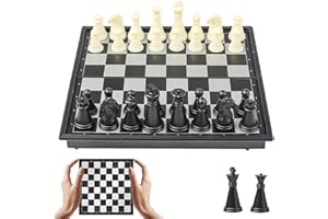 QIZHIQIAMY Echiquier Magnetique Jeu d'Échecs Voyage Jeux d'Echec Pliable Jeu Echec Voyage Échiquiers Noir et Blanc Portable Chess Board avec Échecs pour Les Enfants et Adultes (13x13 cm)