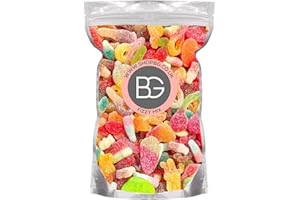 BARGAIN GATEWAY BG Fizzy Quality Pick & Mix Sweets - Large Retro Candy Sweeties 800g Pouch Sour Chewy Pick n Mix