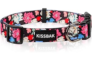 KISSBAK Collier pour chiens de taille moyenne – Collier mignon pour chien de petite, moyenne et grande taille – Collier doux et réglable à motif floral tournesol pour chiot (M, printemps floral)