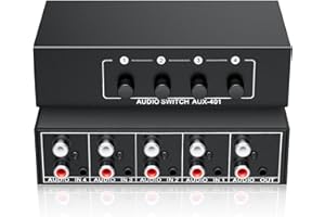 Caja de interruptores de audio auxiliar de 3,5 mm + RCA L/R, salida bidireccional, selector de audio estéreo BolAAzuL 4 x 1, selector de audio analógico pasivo a/b, sin necesidad de alimentación