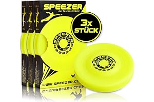 SPEEZER® Mini-frisbee i set om 3 – den gula kastskivan för utomhus är en rolig pryl för sportnöje – den lilla och mjuka flygskivan passar i varje byxficka för kastspel för barn eller proffs