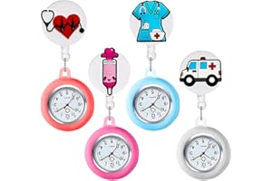 SPORWAY Orologio da Tasca Infermiera Con Clip Retrattile e Puntatore Luminoso - Per Medico, Infermiere, Studente, Donna