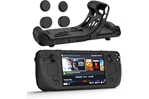 Schutzhülle für Steam Deck, MOWYEOK Verdickte Silikonhülle mit 4 Wippkappen, Stoßdämpfender und kratzfester Design Rundumschutz,Kann Stehen - Schwarz