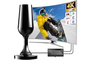 DTB TECH Antenne TV Intérieur Puissante TNT HD, 2024 Haut Puissante Antenne TV Intérieur avec Base magnétique - 420KM Réception Longue Distance 360°, Compatible avec TV Portable 4K 1080P et Tous Les TV