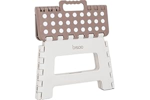 Bisoo Tabouret Pliant - Marche Pied Enfant - Tabouret Pliable Portable en Plastique - Marche Pied Pliable pour Salle de Bains et Cuisine - Sûr et Pratique pour Filles & Garçons - 22 cm Moka