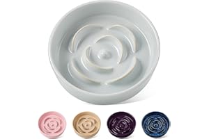 vancasso Slow Feeder Dog Bowl, 0.6 Cups Ceramic Dog Food Bowl for Fast Eaters, Puzzle Maze Bowl for Small Dogs and Cats, Slip Resistant and Durable, Grey