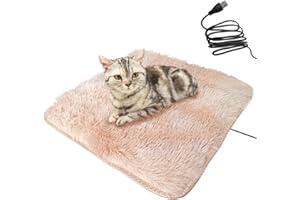 Yanmucy Almohadilla Térmica para Mascotas Manta Térmica para Gatos y Perros Cachorros Cama Termostática Pequeña para Gatos Almohadilla de Calefacción Eléctrica para Mascotas Cojín para Perros