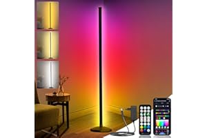 DeeprBling Lampadaire sur Pied RGB, Lampadaire LED d'Angle avec Lumière Blanche Chaude, Lampe sur Pied LED Salon avec Télécommande et APP Contrôle, 16 Millions Couleurs, Musique Sync et Temporisation