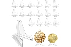 Dreamark 40 Pezzi Mini Supporti in Acrilico Trasparente, Cavalletti Espositori Stabili per Monete, Carte da Collezione, Foto e Medaglie, Design Triangolare 55 x 54 x 35 mm