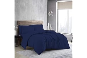 MistyMorning Plain Duvet Cover sets, Soft & Premium quality Bedding & Linen, 100% Egyptian Cotton with 200 Thread Count. (Navy, King)