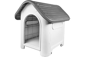MP Mighty Plastic Dog Cat Kennel House Weatherproof For Indoor And Outdoor Pet Shelter Blue + Grey (Grey)