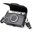 MUZIRI KINOKOO Hülle für Fuji Instax Mini EVO Instant Camera - PU Leder Lychee Linien Stil Kameratasche in Schwarz