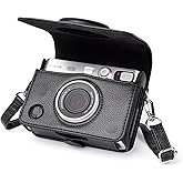 MUZIRI KINOKOO Hülle für Fuji Instax Mini EVO Instant Camera - PU Leder Lychee Linien Stil Kameratasche in Schwarz