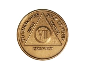 PHIXNOZAR 7 Year Bronze AA (Alcoholics Anonymous) - Sober / Sobriety / Birthday / Anniversary / Recovery / Medallion / Coin / Chip